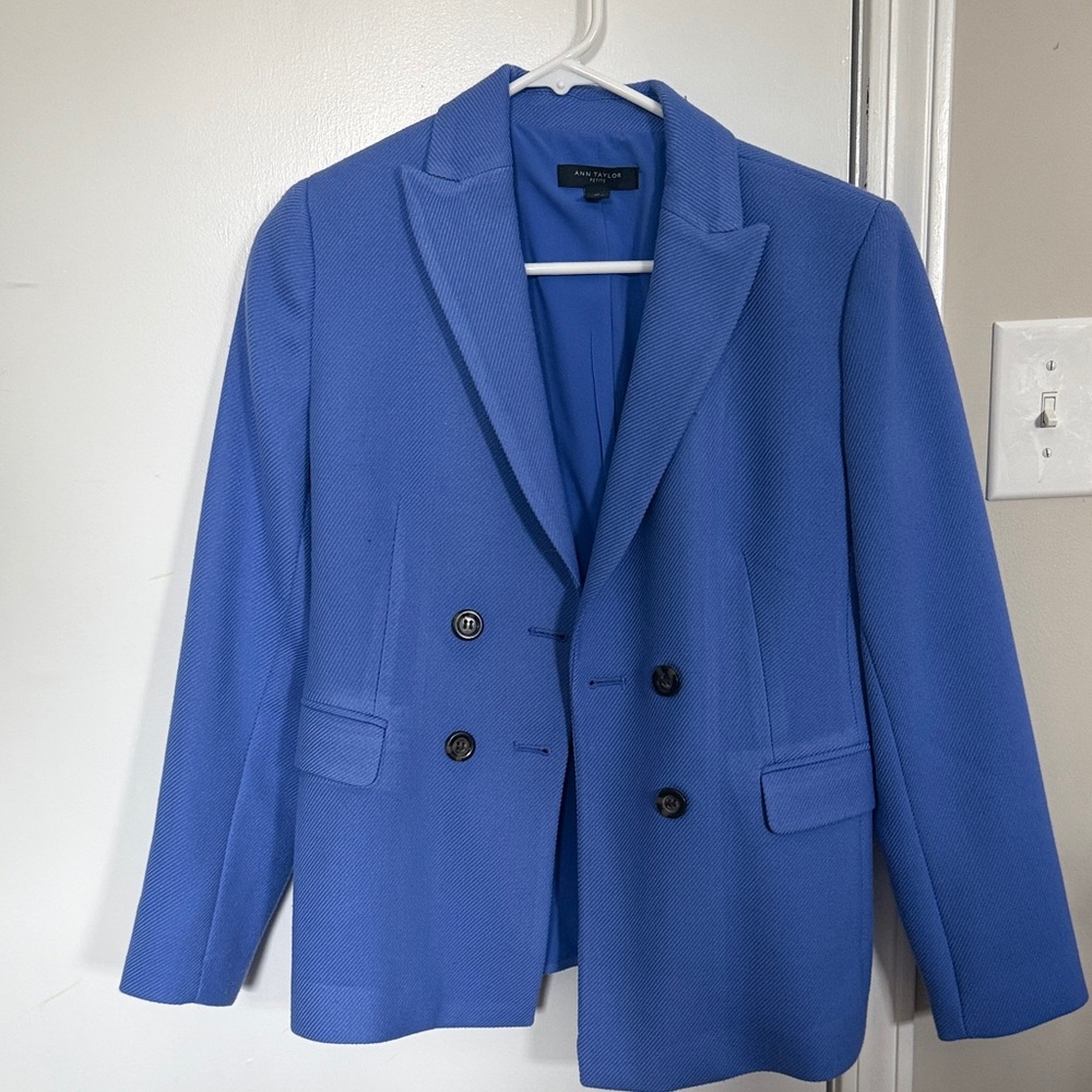 Ann Taylor Cobalt Blue Blazer with Notched Lapels